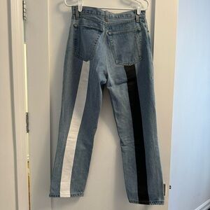 Still Here Straight Leg Jeans Size 29 Black White Stripe